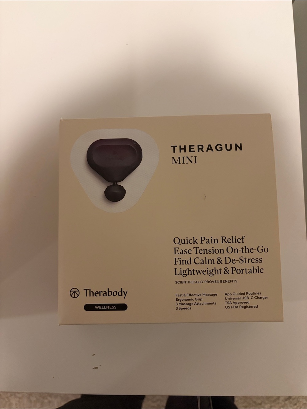 New In Box Therabody Theragun Mini - Beige and Dark Brown Accent